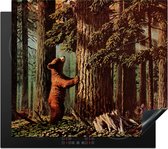 KitchenYeah® Inductie beschermer 60x52 cm - Een illustratie van een kleine beer in pop art - Kookplaataccessoires - Afdekplaat voor kookplaat - Inductiebeschermer - Inductiemat - Inductieplaat mat