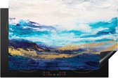 KitchenYeah® Inductie beschermer 80.2x52.2 cm - Blauw - Schilderij - Abstract - Verf - Kookplaataccessoires - Afdekplaat voor kookplaat - Inductiebeschermer - Inductiemat - Inductieplaat mat