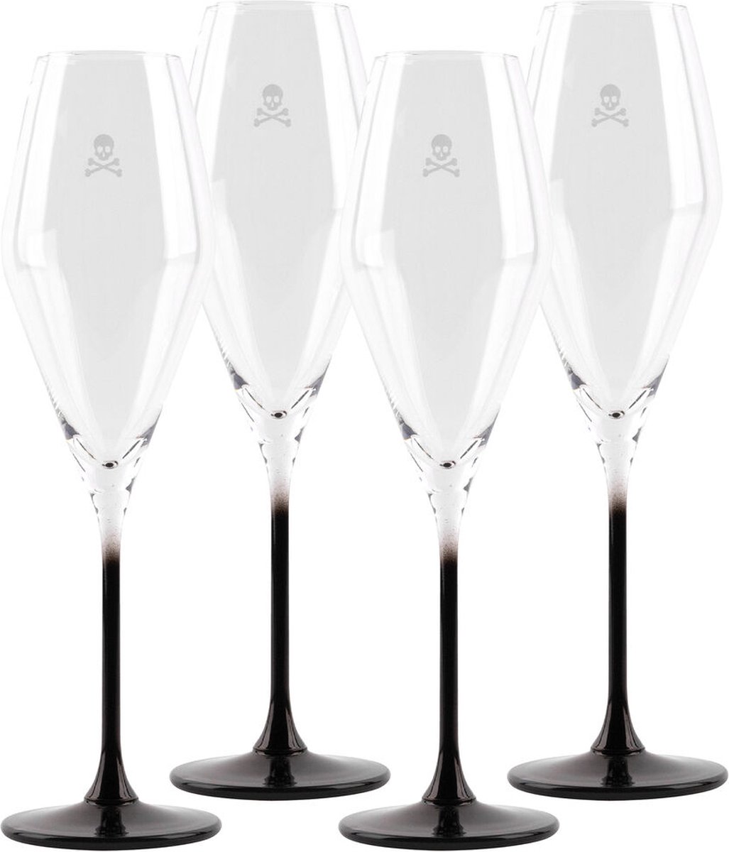 Scalpers Champagneglas Zwart Kristal 18 2 cl (4 Stuks)
