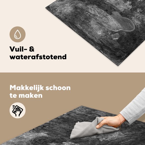 KitchenYeah® Inductie beschermer 77x59 cm - The Japanese Bridge at Giverny - schilderij van Claude Monet in zwart/wit. - Kookplaataccessoires - Afdekplaat voor kookplaat - Inductiebeschermer - Inductiemat - Inductieplaat mat