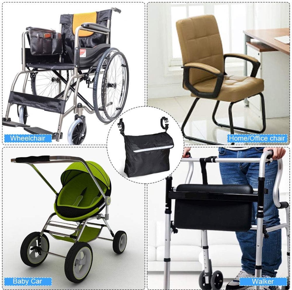 Goedkoopste rolstoel opbergtas - Veilige opbergtas voor rolstoelen, mobiliteitshulp rolstoelaccessoires tas voor ouderen senioren