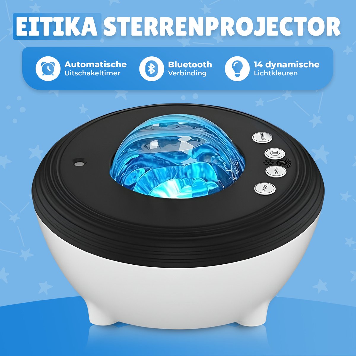 EITIKA Sterren Projector Nachtlamp - Met Smartphone App - sterrenhemel projector - sterrenprojector - galaxy projector - Wit/Zwart – foto 3