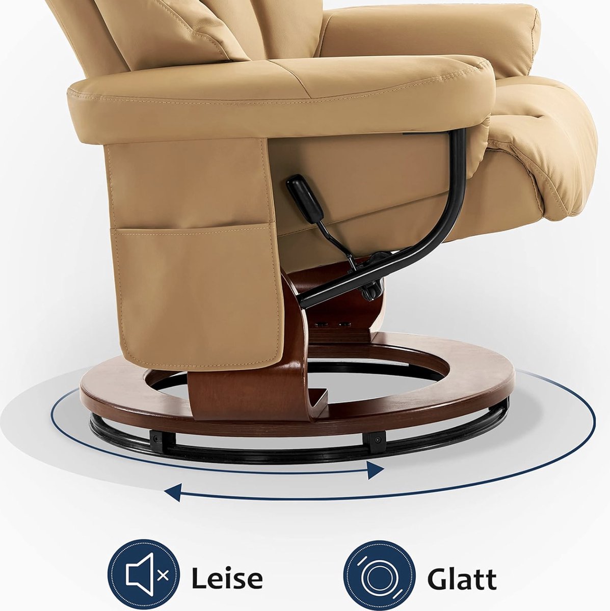 Afbeelding 3 van Mara Luxe Massagestoel Geel Beige 360° Draaibaar met Kruk