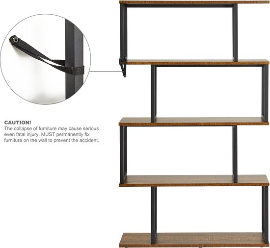 en.casa] Boekenkast Rennebu open kast 194x80x33 cm staand rek