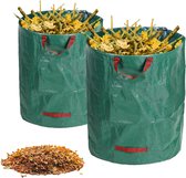 2 x tuinafvalzak, 500 liter, tuinzak, bladzak, groot, tuinieren, vuilniszak met handgrepen, steunframe, waterdichte afvalzak, tuin, opvouwbaar, herbruikbaar, voor onkruid, bladeren, afval