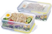 6 PACK 1150ML plastic voedselopslagcontainers set met deksel, maaltijdvoorbereidingsdozen, opbergdoos keuken, magnetronservies, rechthoekige voedselopslagdoos, lunchbox lunchbox volwassenen (geel en grijs)