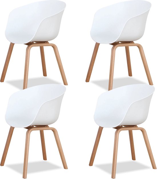 Mima® Chaises de salle à manger lot de 4 - Chaises de salle à manger - Wit - Chaise de salle d'attente - Chaise de cuisine - Nettoyage facile