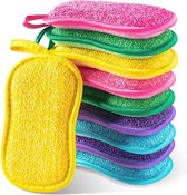 10 stuks - herbruikbare spons - wasbaar spons - microvezel dubbelzijdig spons - wasbaar - 10 stuks - in willekeurige kleuren