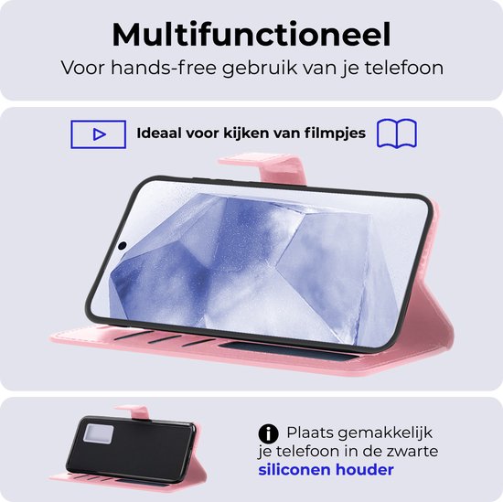 Étui pour Samsung A55 Case Book Case Cover Wallet Cover Wallet Case avec protecteur d'écran - Étui pour Samsung Galaxy A55 Case Bookcase Case - Rose clair