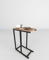 Bijzettafel - Banktafel - koffietafel - Laptoptafel - tafeltje - bedtafel - salontafel - industriële uitstraling - 63x45x25x18mm dik hout - tafel - metal hout tafel
