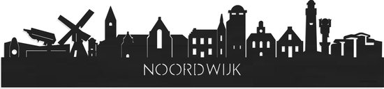 Skyline Noordwijk Zwart hout - 80 cm - Woondecoratie - Wanddecoratie - Meer steden beschikbaar - Woonkamer idee - City Art - Steden kunst - Cadeau voor hem - Cadeau voor haar - Jubileum - Trouwerij - WoodWideCities