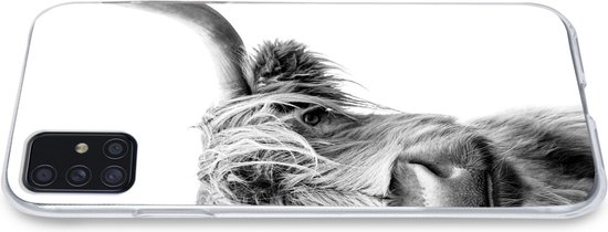 Coque Samsung Galaxy A52 5G - Scottish Highlander - Animaux - Zwart - Wit - Siliconen