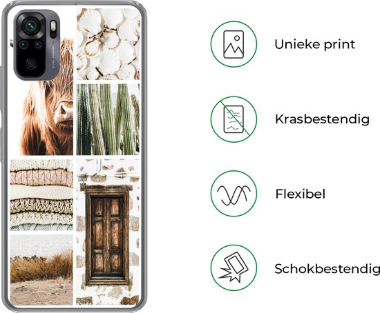 Coque Xiaomi Redmi Note 10 - Highlander écossais - Collage - Cactus - Coque de téléphone en Siliconen
