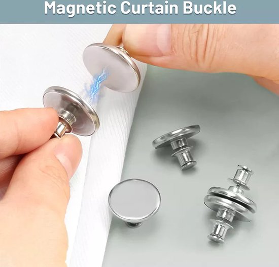 1 Paar Gordijn Magneten Zilver - Knop - Bevestigingsclip - Magnetische sluiting gordijn - 20mm diameter - Magneten - Geen licht meer binnen - Gordijnmagneten - Verduisterend - Magneet sluiting - Stoffen gordijn - Gordijnen dicht houd