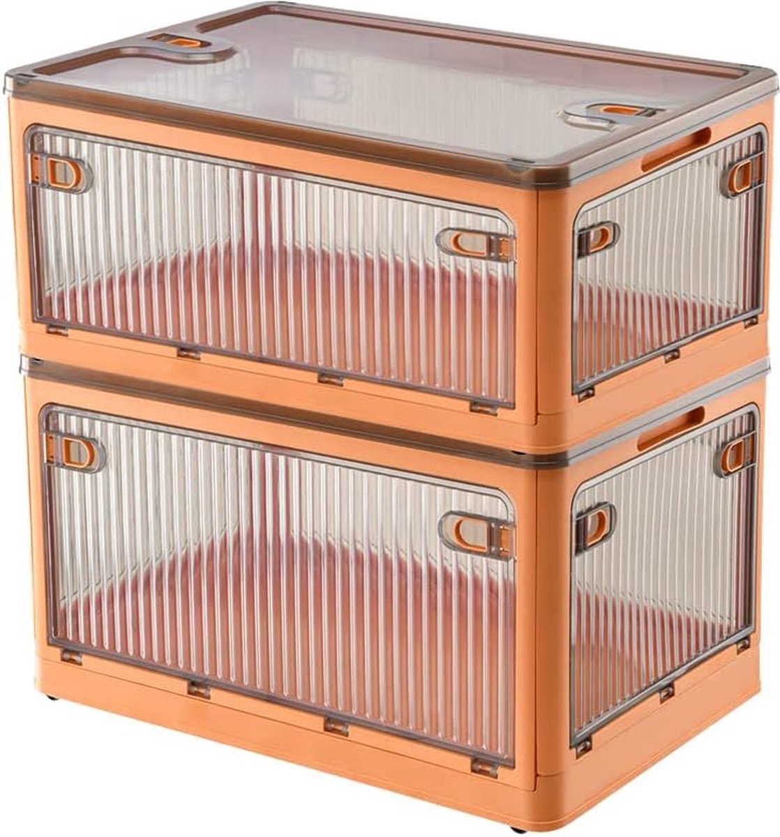 2-delige opbergdozen met deksels, opvouwbare kratten van 28 liter met wielen, opvouwbare opbergdoos met vijf deuren, speelgoedorganisatorcontainer