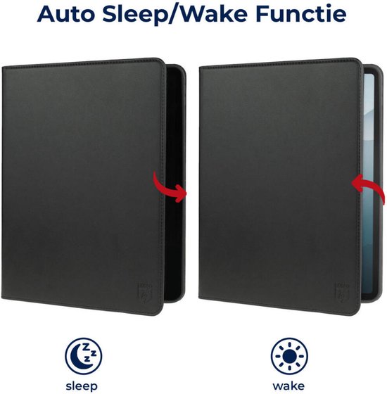 Rosso Element Book Case Cover pour Samsung Galaxy Tab A9 Plus | Une protection complète | Ruban élastique | Fonction veille / réveil | Avec porte-stylo | Support réglable | Noir