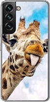 Geschikt voor Samsung Galaxy S22 hoesje - Giraffe - Grappig - Tong - Kinderen - Jongens - Meisjes - Kind - Siliconen Telefoonhoesje