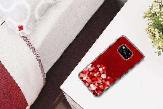 Xiaomi Poco X3 Pro - Paillettes rouges avec arrière-plan flou - Coque de téléphone en Siliconen