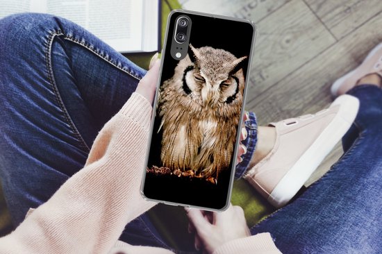 Coque Huawei P20 - Hibou - Vogel - Zwart - Coque de téléphone en Siliconen