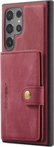 Coque CaseMe adaptée au Samsung Galaxy S24 Ultra | Couverture arrière avec porte-carte magnétique | Housse de protection Porte-carte Dos | 4 cartes et factures | Rouge