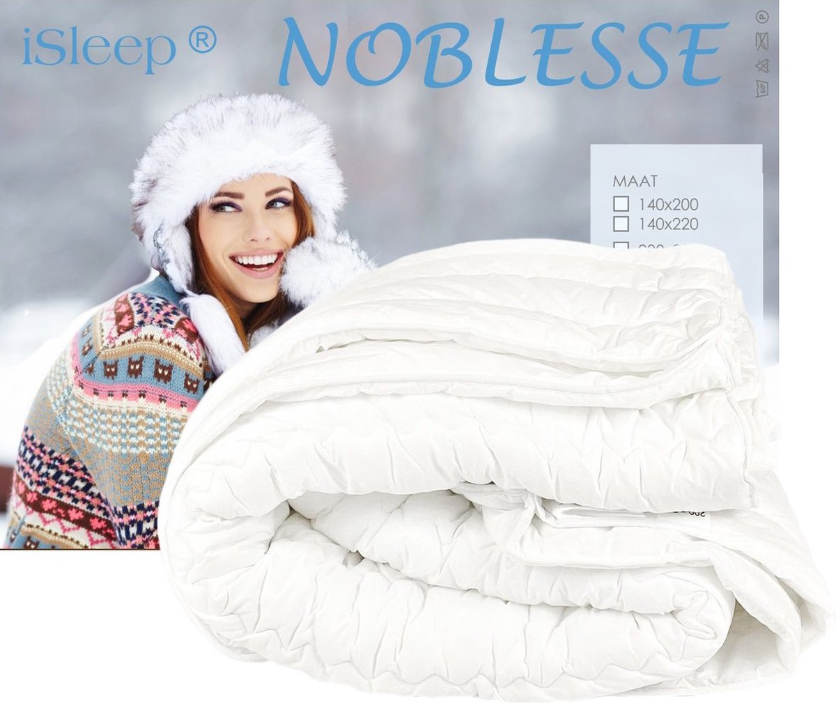 iSleep Noblesse Dekbed - 4-Seizoenen - Litsjumeaux XL - 260x220 cm - Wit