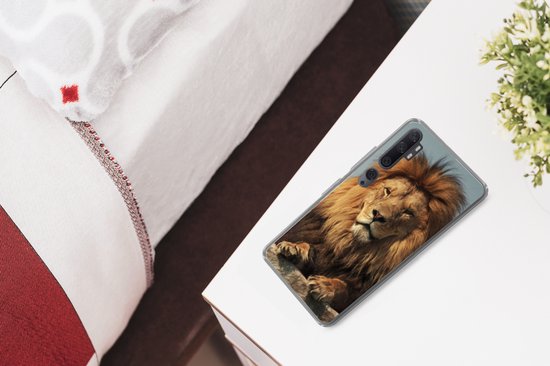 Convient pour coque Xiaomi Mi Note 10 Pro - Lion - Rocher - Portrait - Coque de téléphone en Siliconen