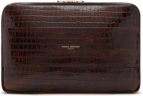 Isabel Bernard Honoré Caress Croco Bruine Kalfsleren Laptop Hoes - Bruin