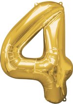 LUQ - Cijfer Ballonnen - Cijfer Ballon 3 Jaar Goud XL Groot - Helium Verjaardag Versiering Feestversiering Folieballon