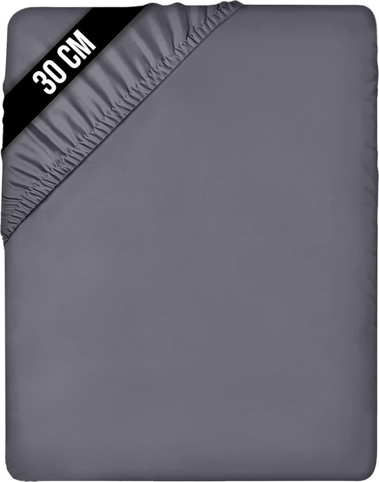 Hoeslaken 200 x 200 cm - grijs - geborsteld polyester microvezel hoeslaken - 30 cm diepe zak Vertaling: Hoeslaken 200 x 200 cm - grijs - geborsteld polyester microvezel hoeslaken - 30 cm diepe zak