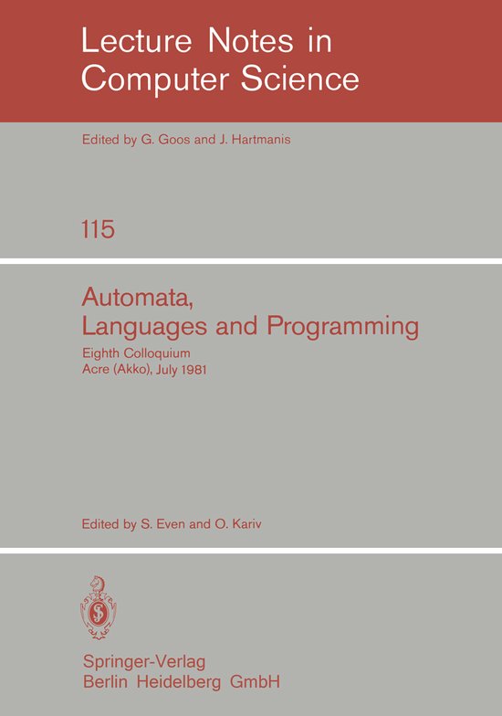 Automata, Languages and Programming | 9783540108436 | Boeken | bol