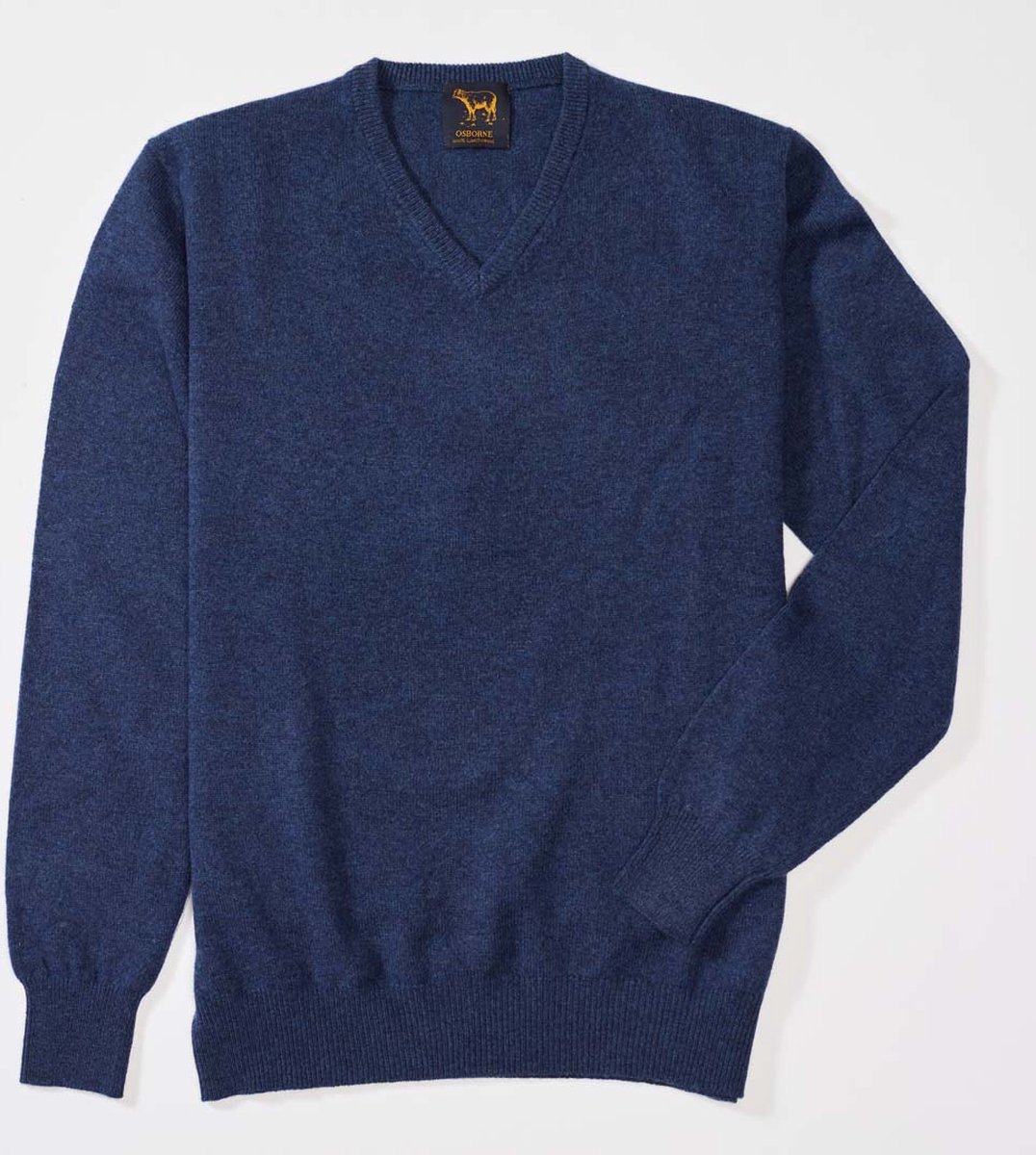 Osborne Knitwear Trui met V hals - Sweater heren in Lamswol - Pullover Heren - Rhapsody - M