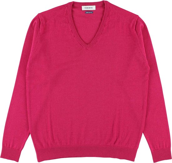 Osborne Knitwear Pull col V - Laine mérinos - Femme - Fuchsia - XL