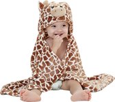 BoefieBoef Giraffe 2-in-1 Fleece Badcape & Wikkeldeken voor Baby's/Peuters met Dierencapuchon: Warm, Zacht & Comfortabel - Ideaal als Kraamcadeau – Giraffe Bruin Geel