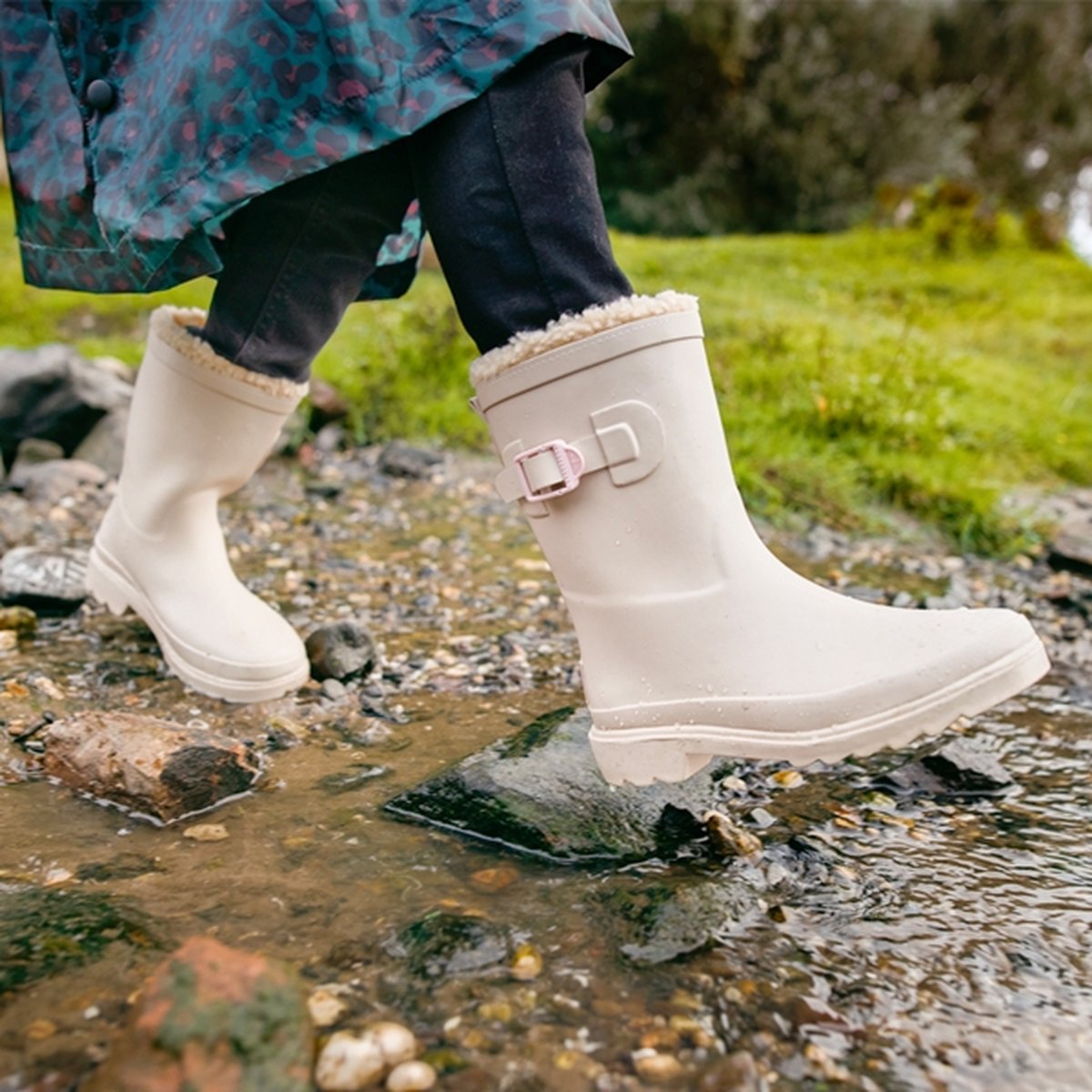 Gevoerde dames regenlaarzen roze Maat 41 100 stof en waterdicht bol