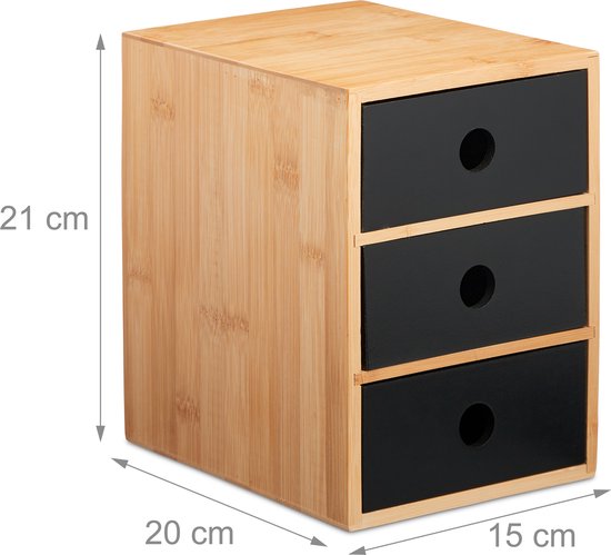 Relaxdays bureau organizer bamboe - met lade - vakken - brievenbak