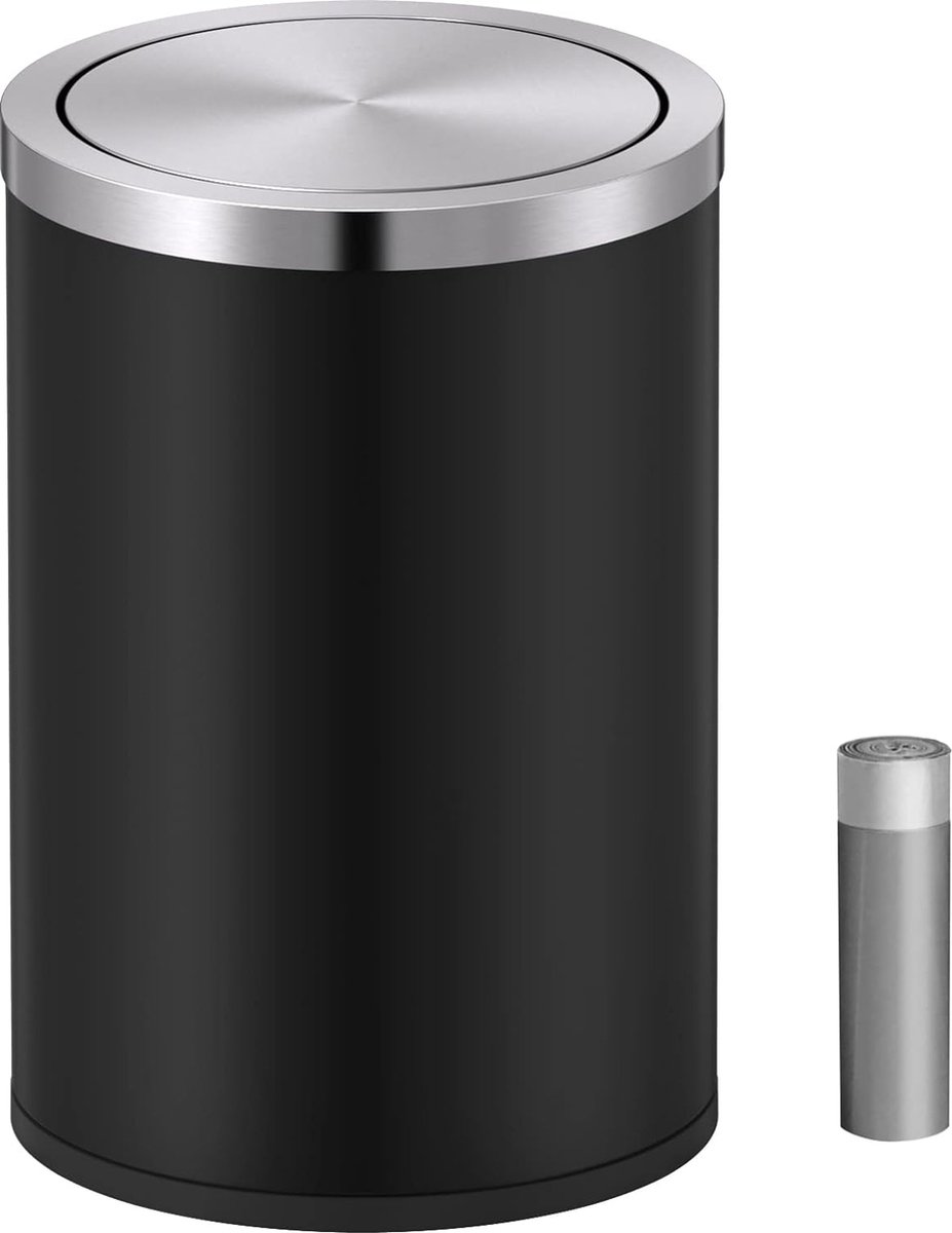 Goedkoopste Prullenbak met deksel Schattig Metaal Aanrecht Roestvrij staal 9L Prullenbak voor Kantoor Woonkamer Slaapkamer Zwart