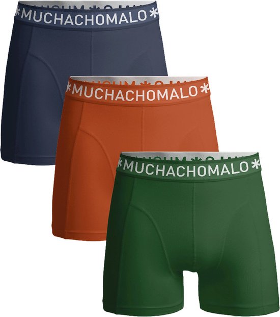 Muchachomalo - Boxershorts 3-Pack Solid Groen Blauw Oranje - Heren - Maat L - Body-fit