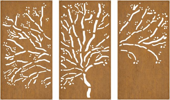 vidaXL - 3-delige - Tuindecoratieset - boomontwerp - 105x55 - cm - cortenstaal