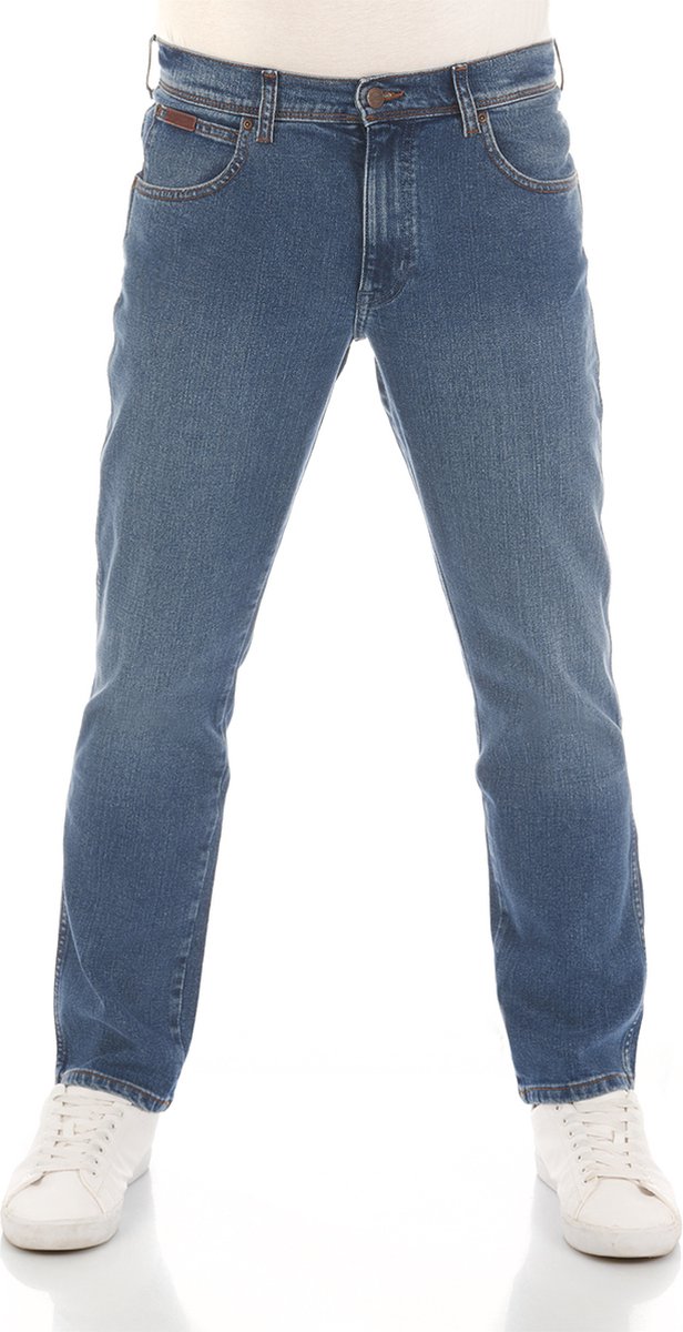 Wrangler Heren Jeans Broeken Texas Slim Stretch slim Fit Volwassenen Jeansbroek Blauw