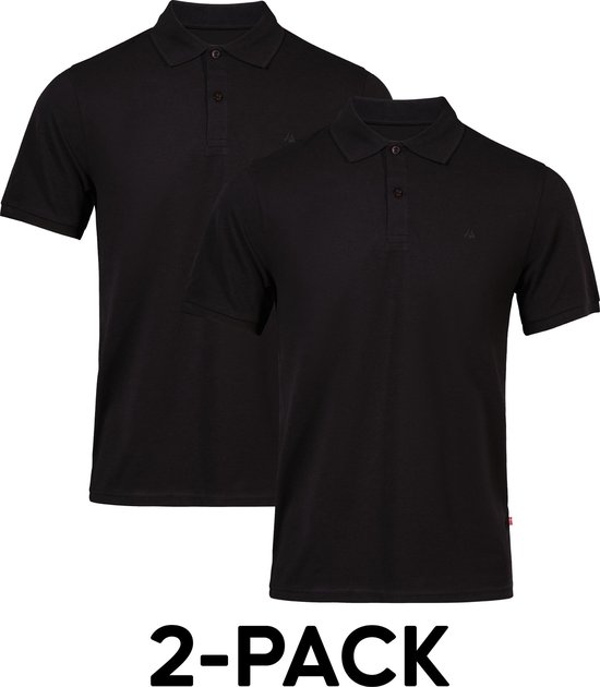 DANISH ENDURANCE Classic Fit Poloshirt Heren - biologisch katoen - 2-pack - Korte mouw - Zwart - Maat XL