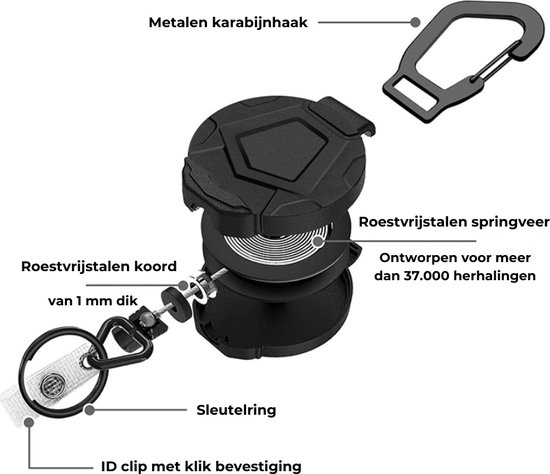 Soleebee Uittrekbare Sleutelhanger – JoJo Met 80 Cm Stalen Kabel En Badgereel, Paars – Praktisch Voor Sleutels, Badges En Kleine Tools