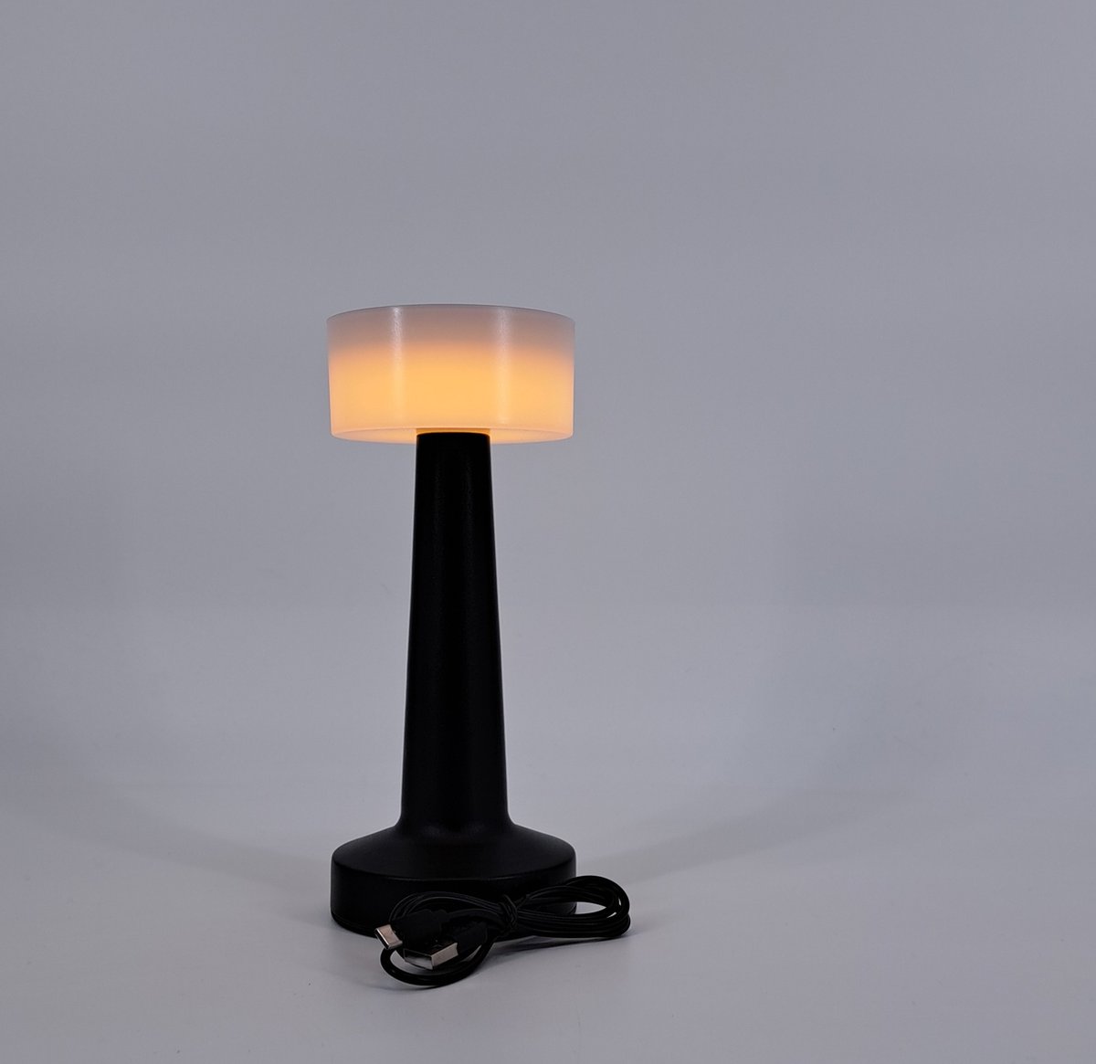 Countryfield | Tafellamp Oplaadbaar – Draadloos en dimbaar – Moderne touch lamp – Touchlamp - Nachtlamp Slaapkamer – 21 cm – Zwart