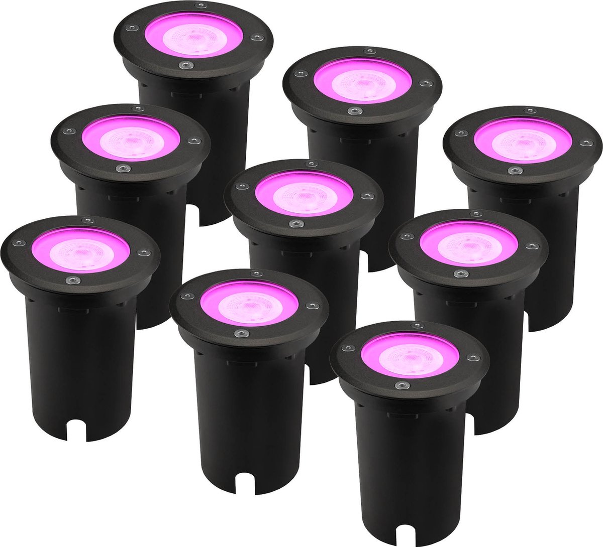 Ledvion - 9x SMART LED Grondspot Zwart - 5W - IP67 - 1m