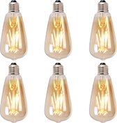 Lichtbron LED druppel 14,5 cm (set van 6) gold - Lamp E27 Ledlamp - Lichtbron E27 - Led lampen - Led lamp - Filamentlamp e27