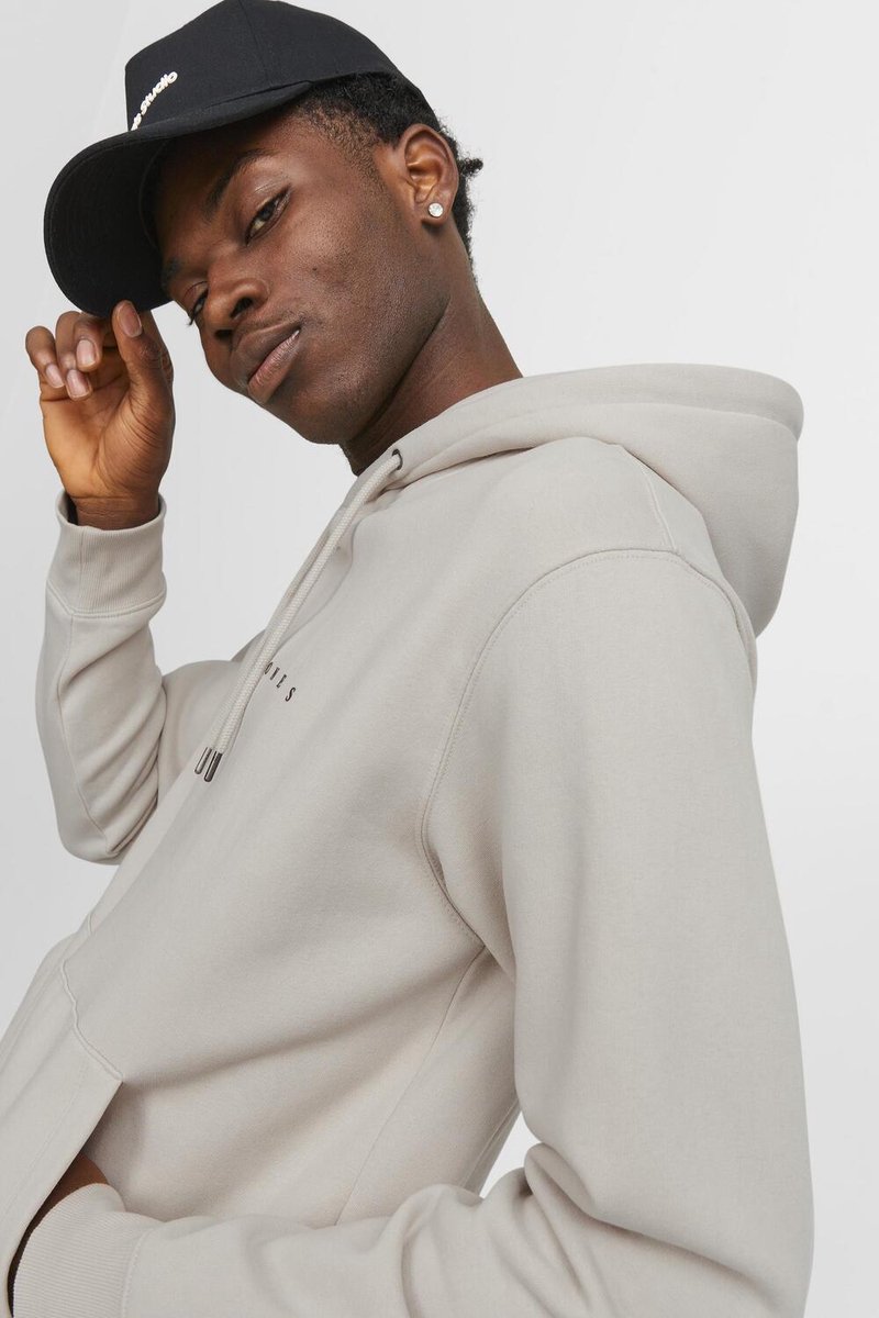 JACK & JONES Star jj sweat hood regular fit - heren hoodie katoenmengsel met capuchon - beige — afbeelding 18