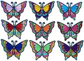 Vlinder Strijk Embleem Patch Multicolor Set 9 stuks 9.5 cm cm / 7.1 cm cm / Multicolor