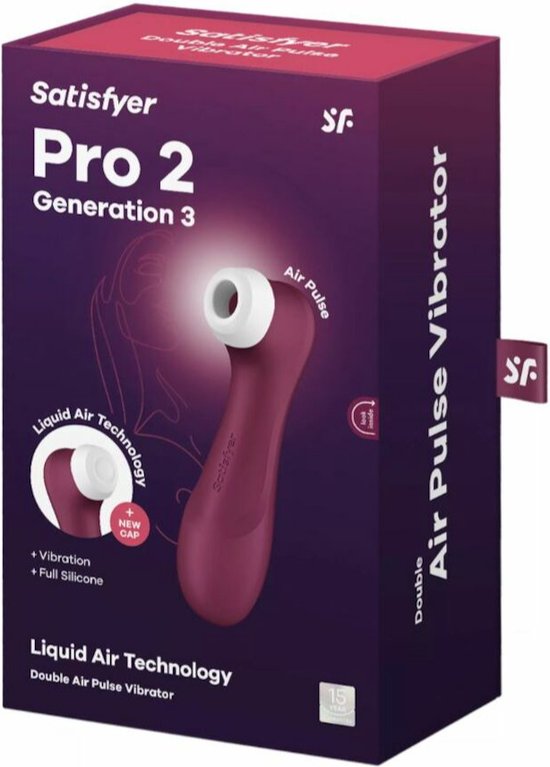 Satisfyer, vibrator, drukgolfvibrator, 'Pro 2 Generation 3', 16,5 cm, vloeibare luchttechnologie, incl. extra opzetstuk, 2 apart regelbare motoren