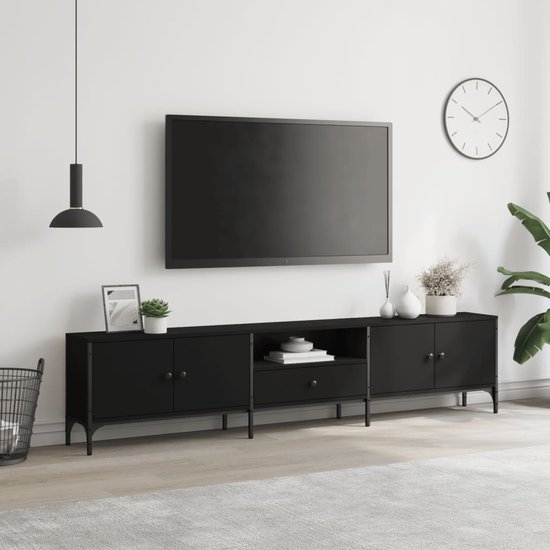 Meuble TV vidaXL - Meuble TV avec tiroir 200 x 25 x 44 cm, finition bois noir