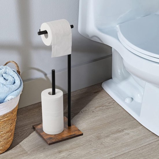 Brute Strength - Luxe toiletrolhouder van leer - cognac - 2 stuks - reserve toiletrolhouder - hangend - geen boren - WC-rolhouder - kastrolhouder
