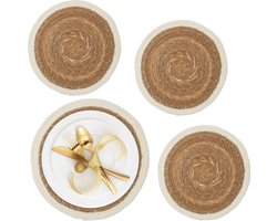 Relaxdays placemat gevlochten - set van 4 - waterhyacint - onderleggers - tafel - Ø 36 cm